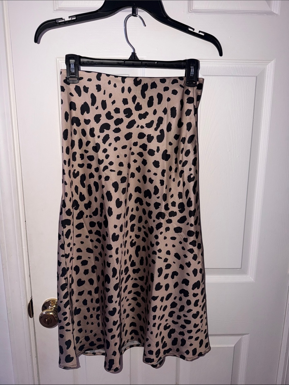Leopard Print Midi Skirt - Beige and Black